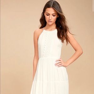 Lulu’s White Embroidered Maxi Dress